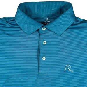 Rhoback Golf Polo Shirt Striped Performance Athletic Poly Stretch Mens Size M
